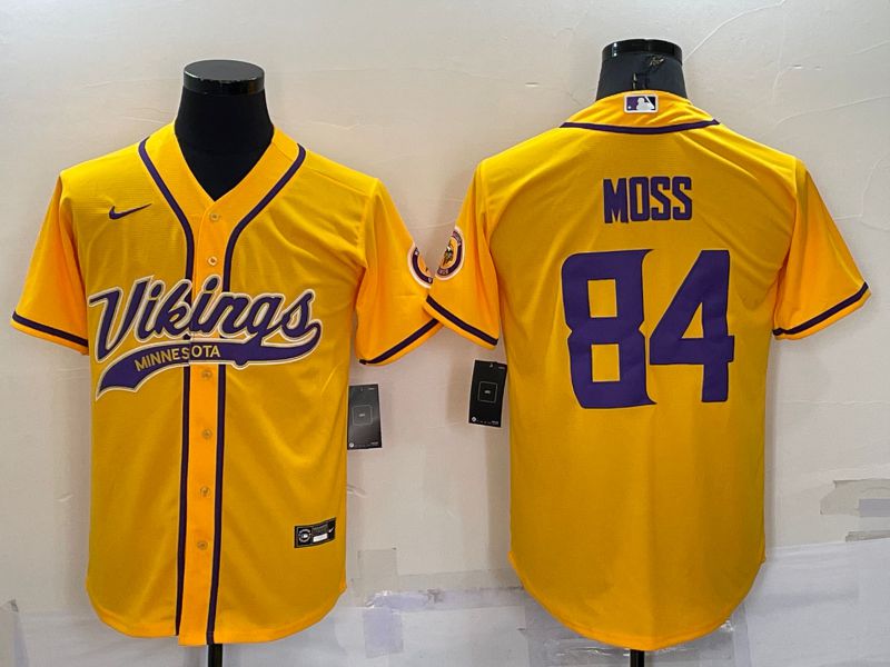 Men Minnesota Vikings #84 Moss Yellow 2022 Nike Co branded NFL Jersey